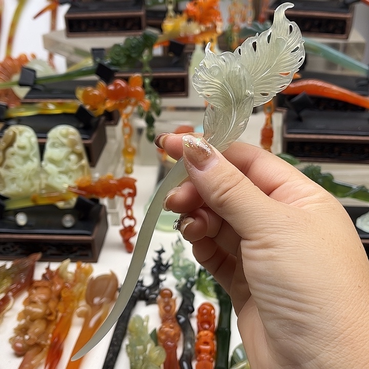 蛇纹石玉岫玉发簪未镶嵌