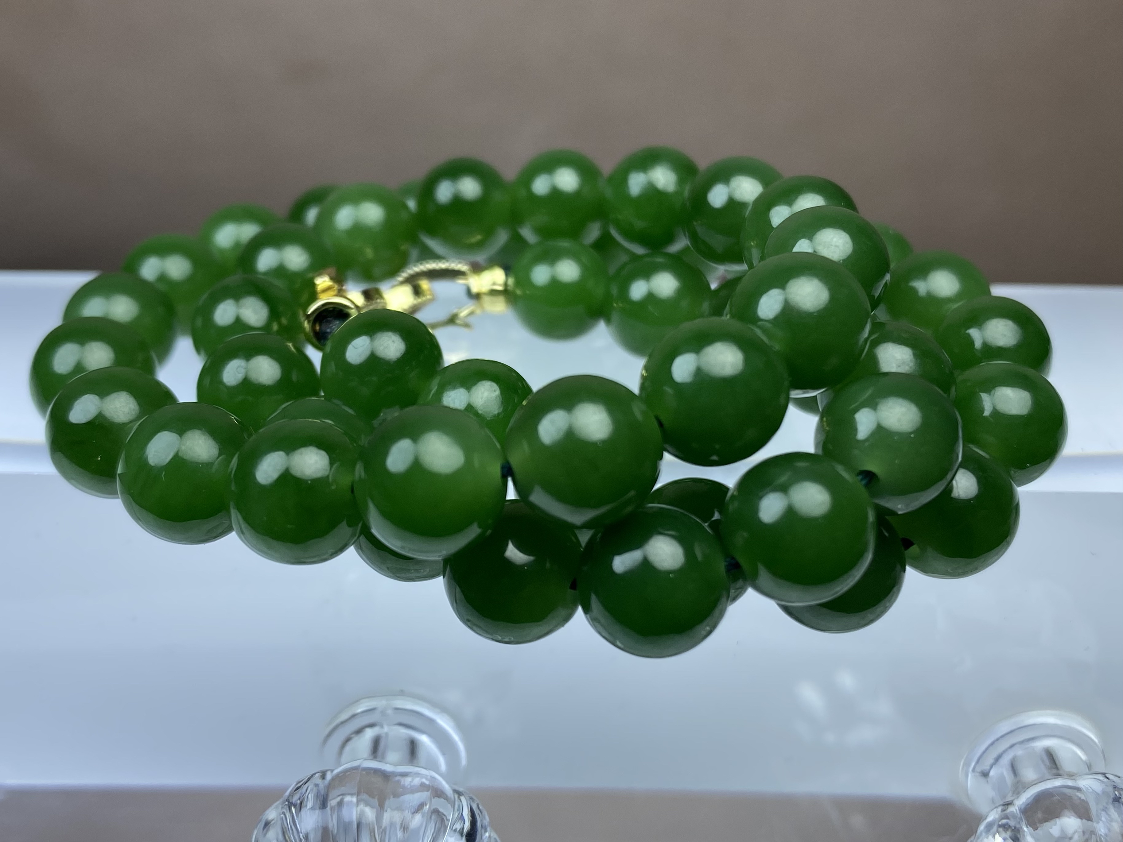 和田玉碧玉正7号坑老料卡10圆珠妈妈链百搭时尚女款