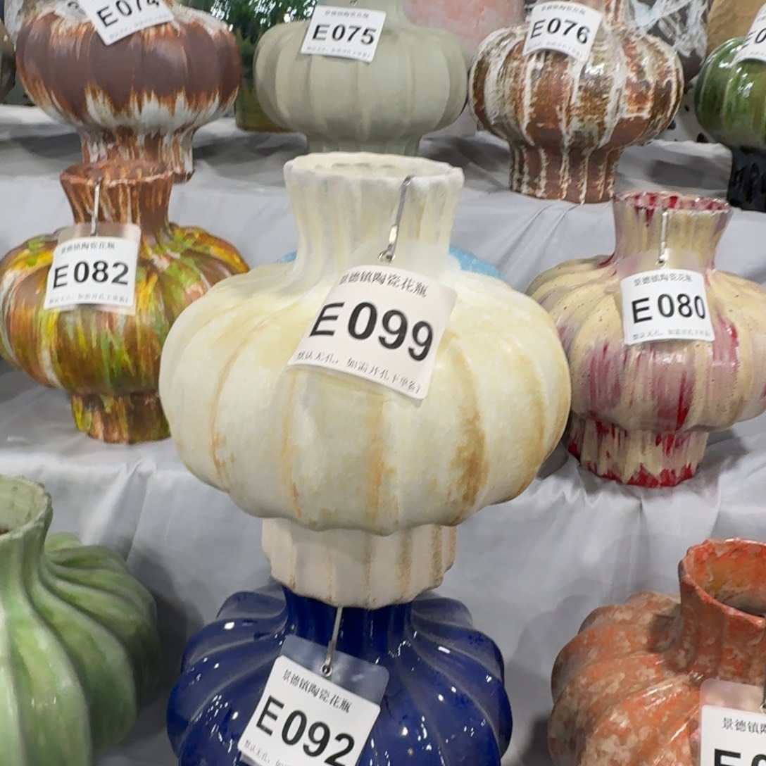 毛***绒陶摆件景德镇高温花瓶编码e099高27口8默认无孔