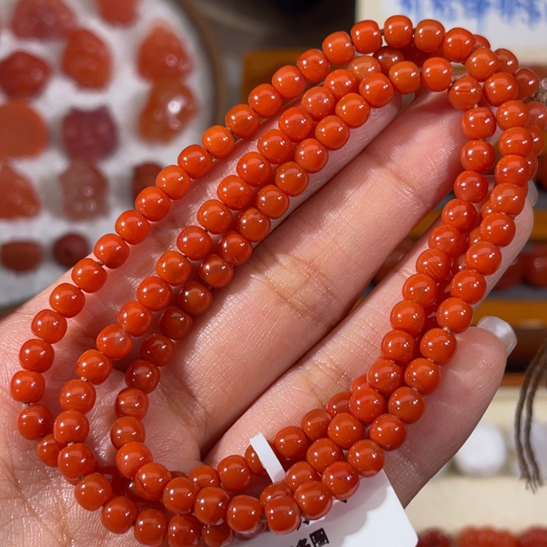 南红玛瑙未镶嵌老型108，4.7mm