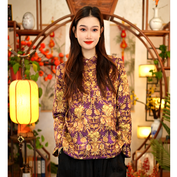 【董小姐】！炸炸炸福利！真丝提花新中式蚕丝棉上衣内搭女