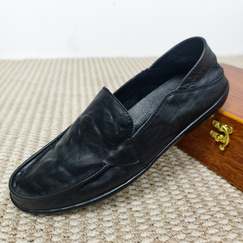 头层牛皮豆豆鞋懒人鞋乐福鞋百搭单鞋轻便舒适时尚套脚一脚蹬男鞋