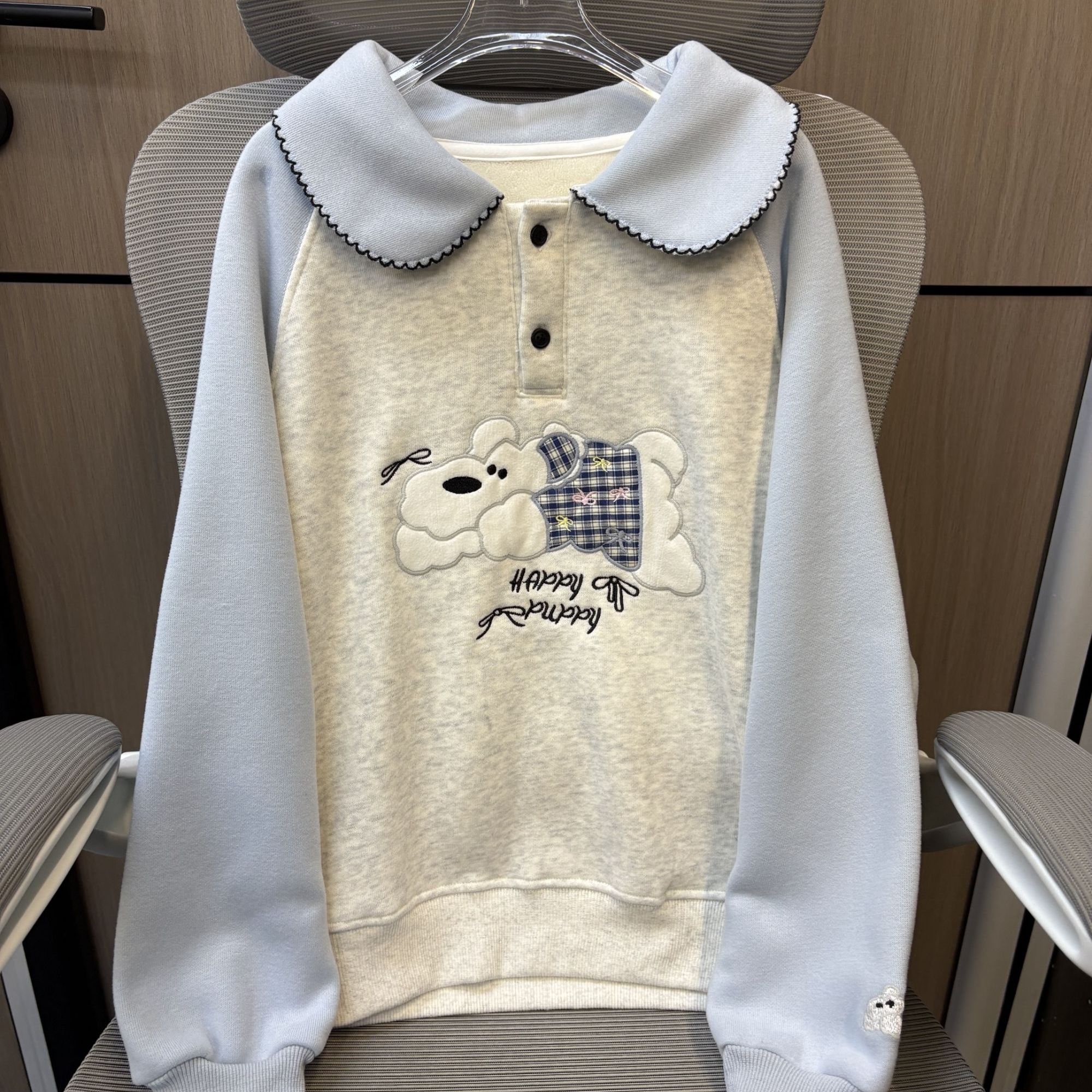 冬款洋气西高地小狗刺绣加绒女童翻领卫衣 F352 352 H