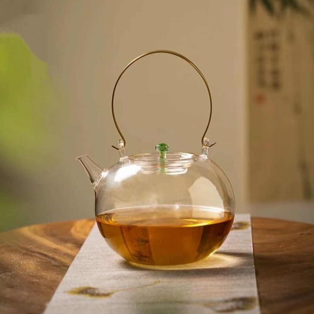 天久璃匠云瑾壶铜提梁把手高硼硅耐热玻璃电陶炉专用大容量煮水壶