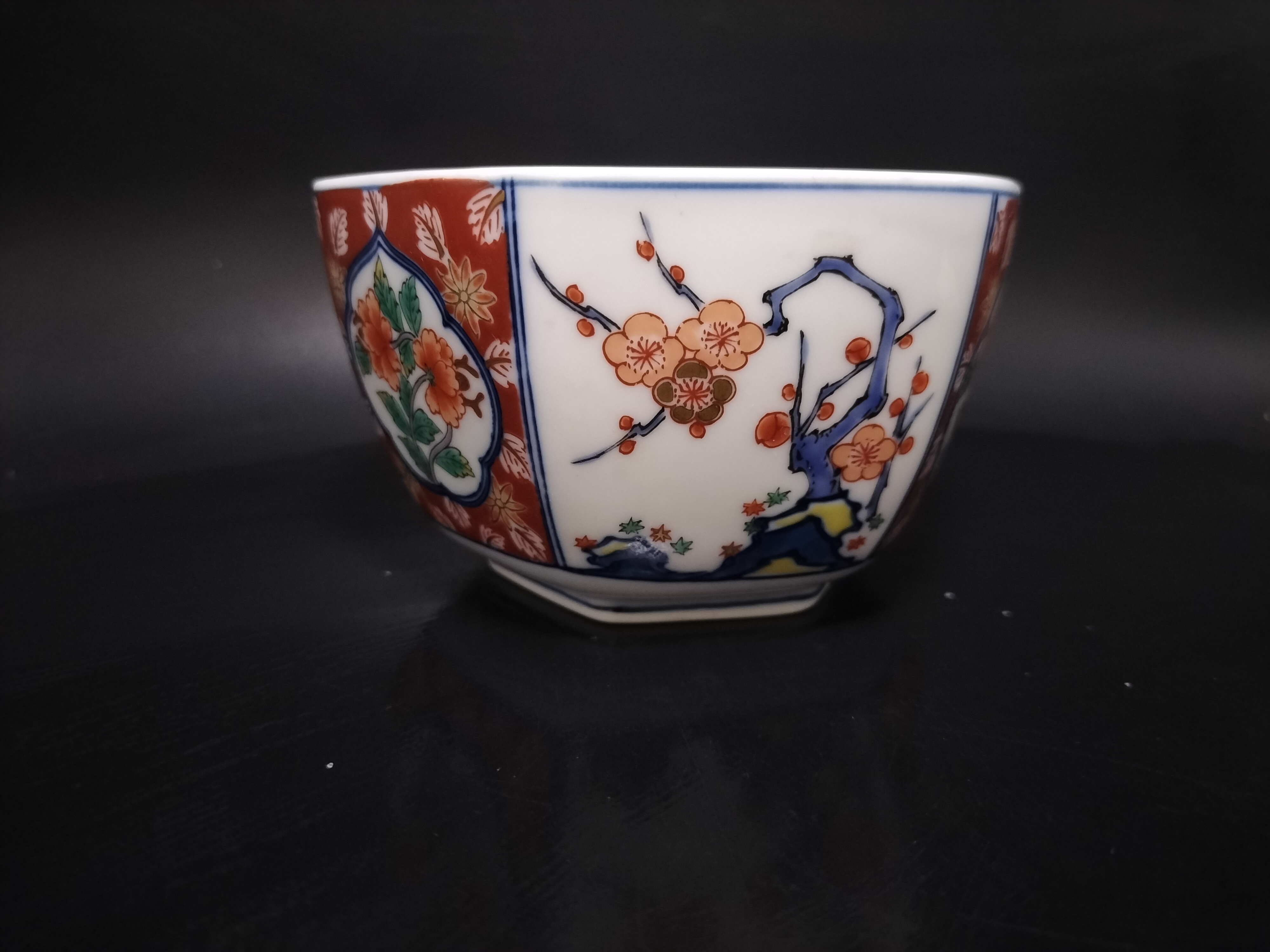 梅花牡丹六角碗陶瓷01/31手工