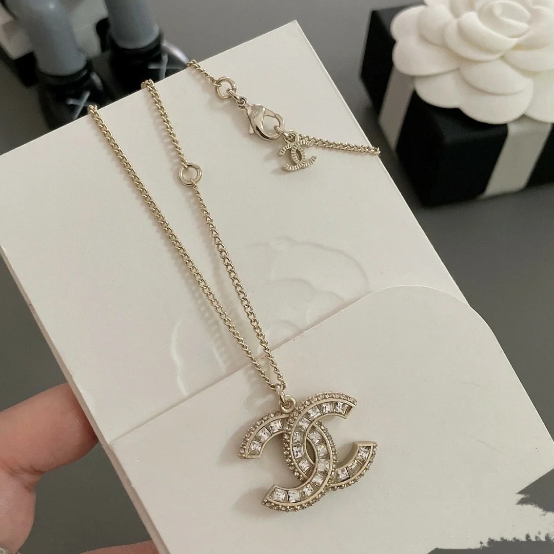 未使用 Chanel/香奈儿 项链/满钻/镶嵌/百搭/经典双C项链