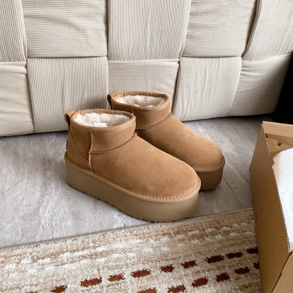 【5厘米冬雨】筒真皮真毛冬季增高时尚百搭雪地靴