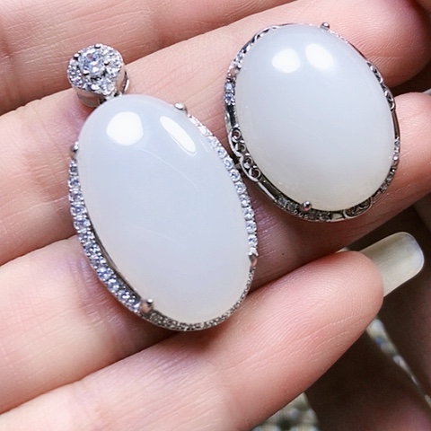 和田玉银S925镶嵌戒指