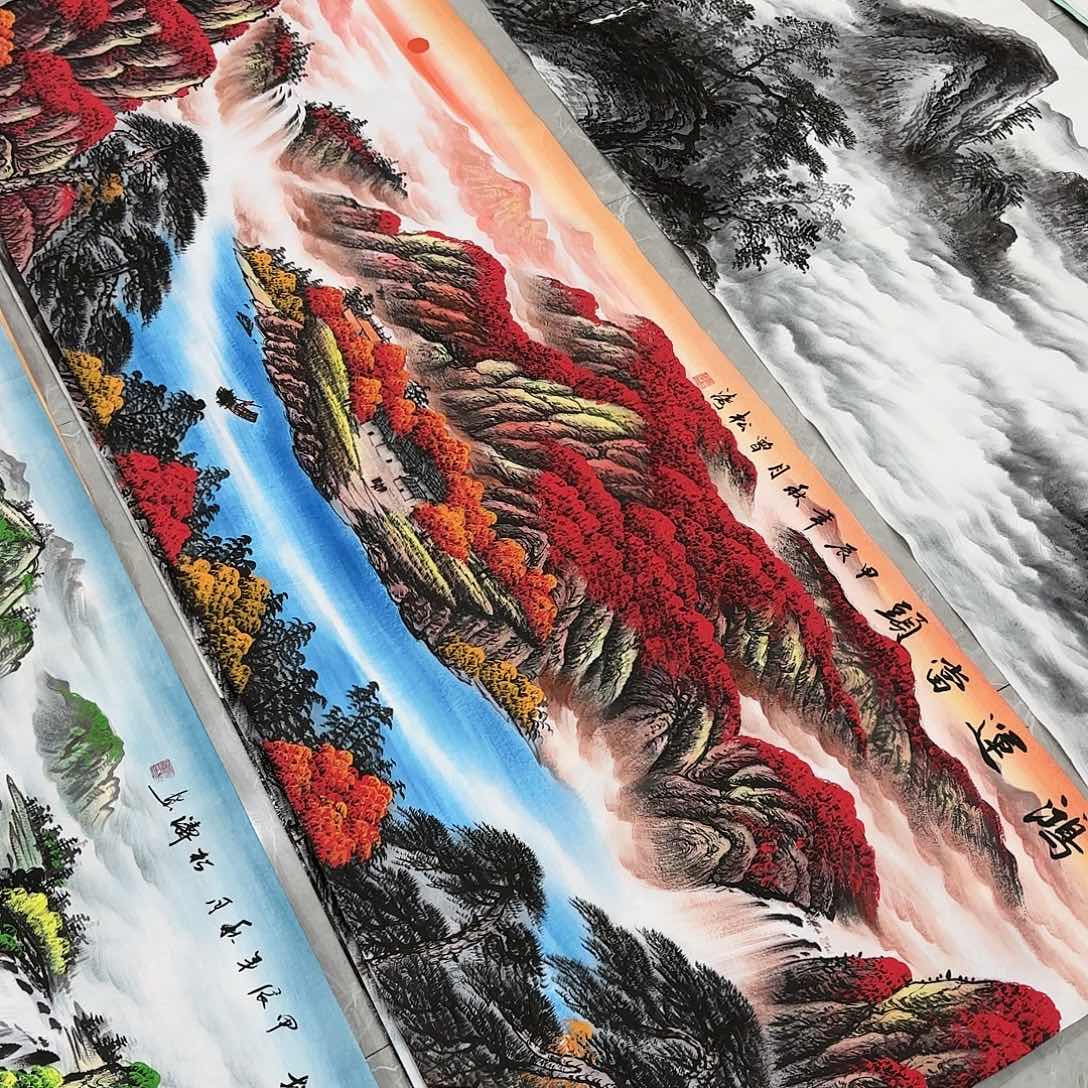 国画尺寸70X180手绘作品