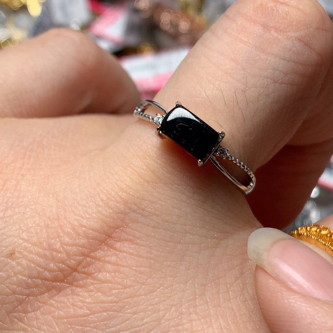 翡翠戒指银S925镶嵌天然翡翠吊坠