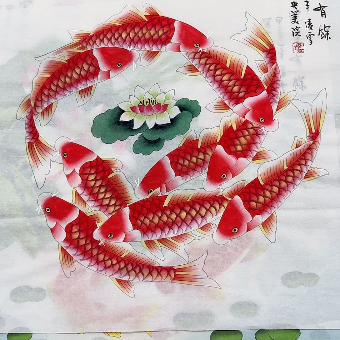 国画宝***北尺寸70X70手绘作品