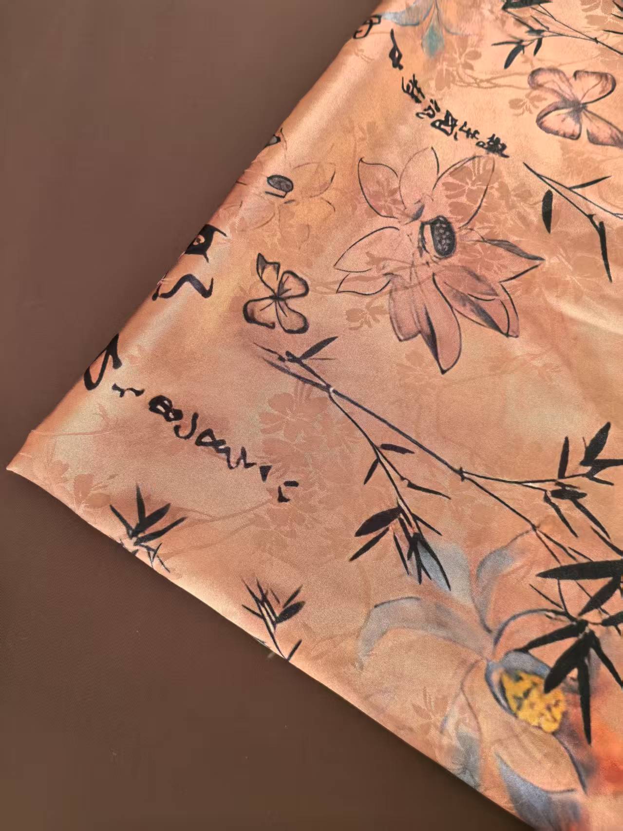 复古布料diy仿香云纱花萝仿棉面料中式旗袍包包团扇手工布印花布