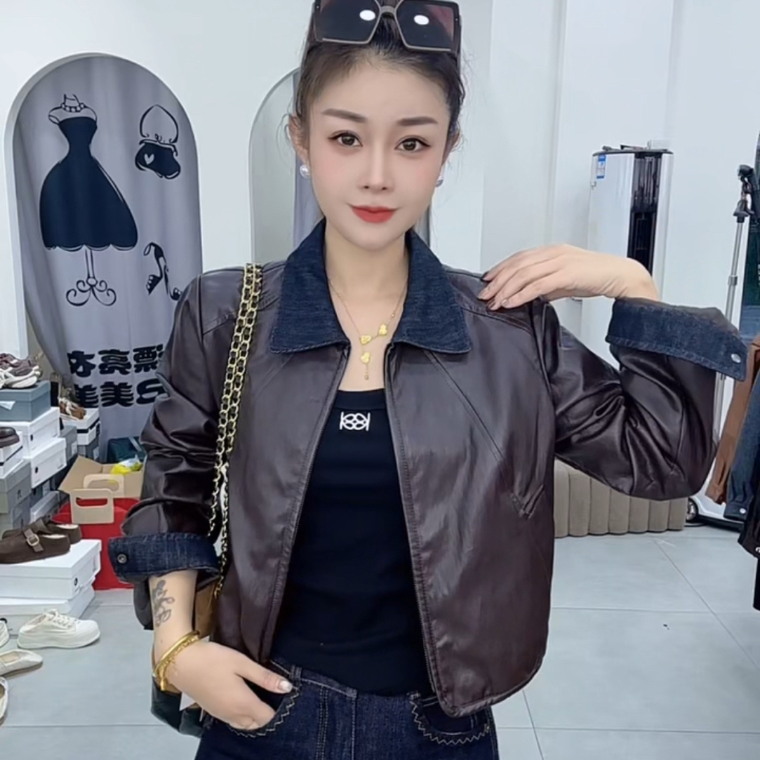 炫彩阁2569【秋款短款时尚皮衣】外套