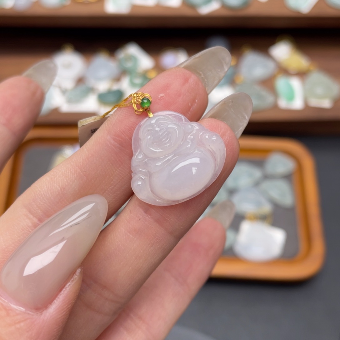 翡翠18K金镶嵌吊坠(不含链)