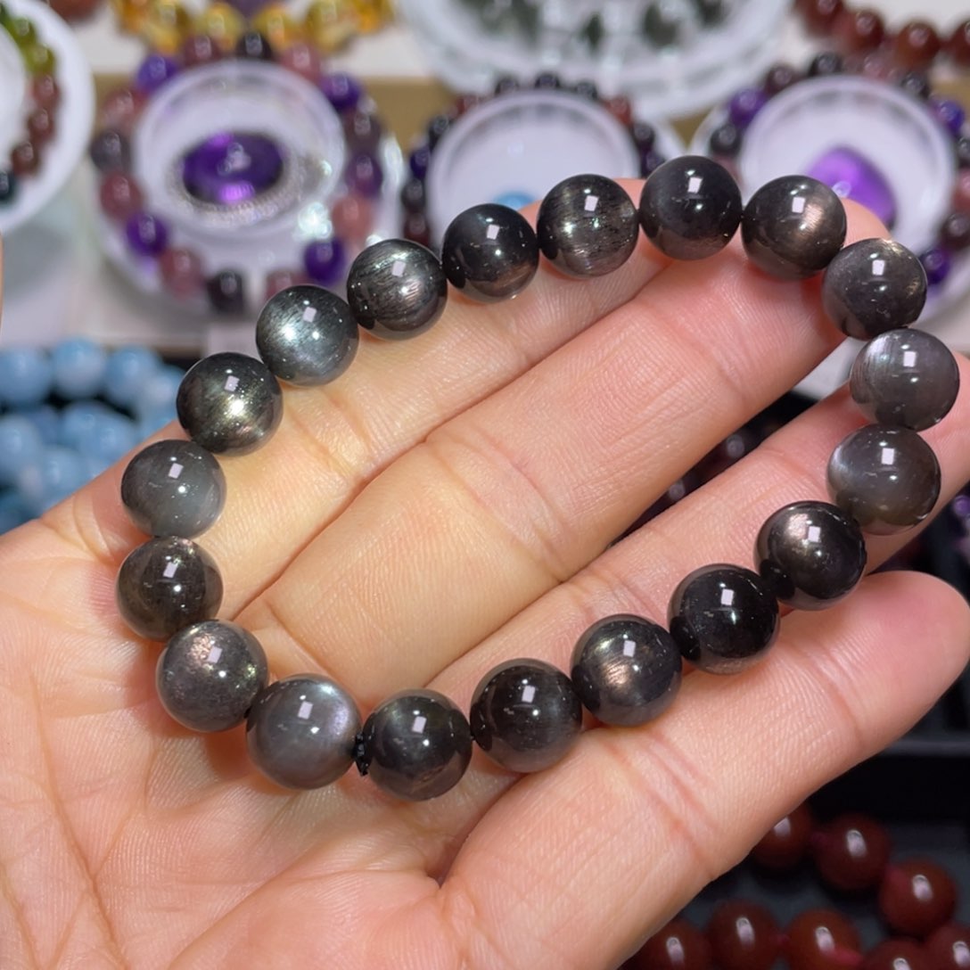 日光石手链未镶嵌黑骨干