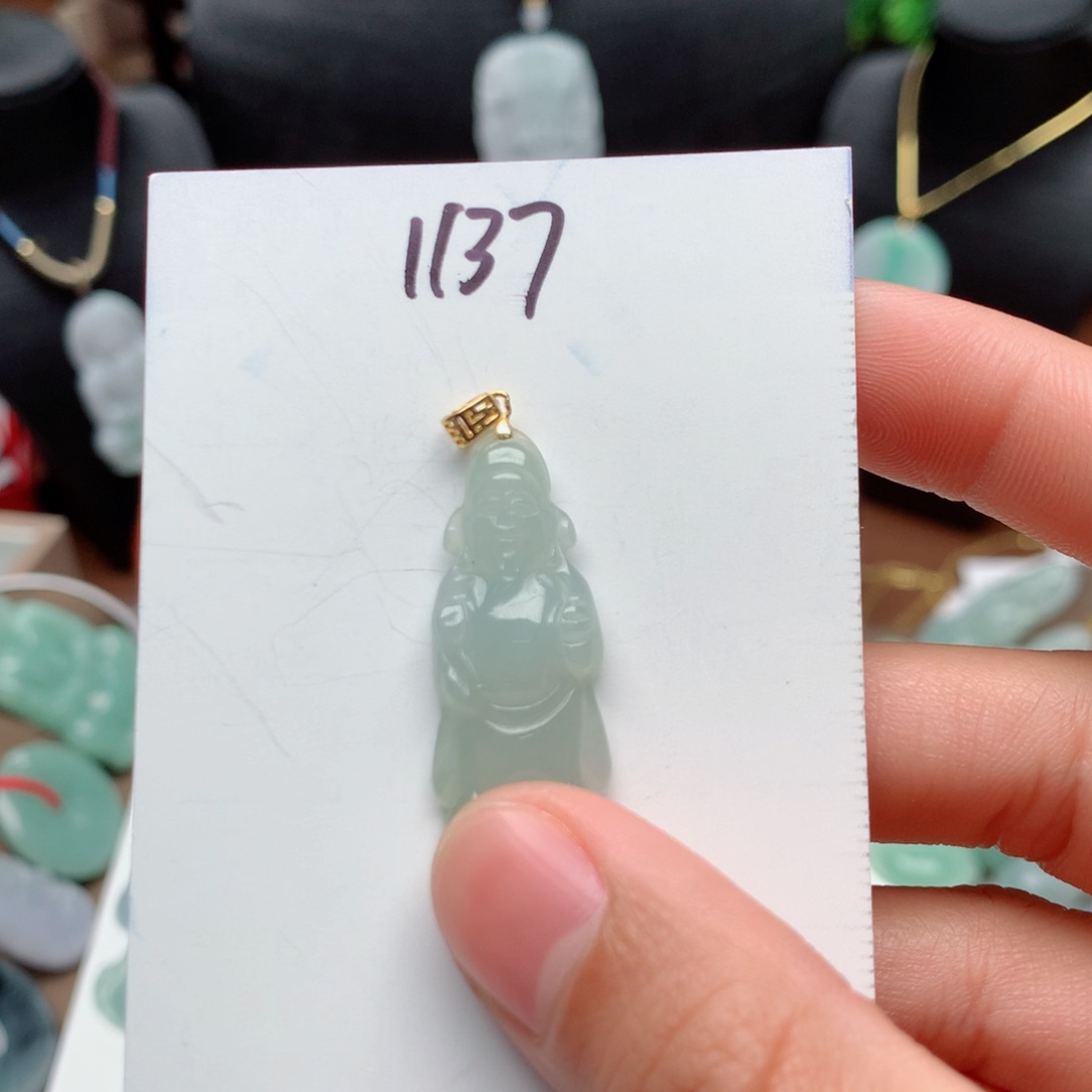 翡翠颈饰银S925镀金镶嵌吊坠