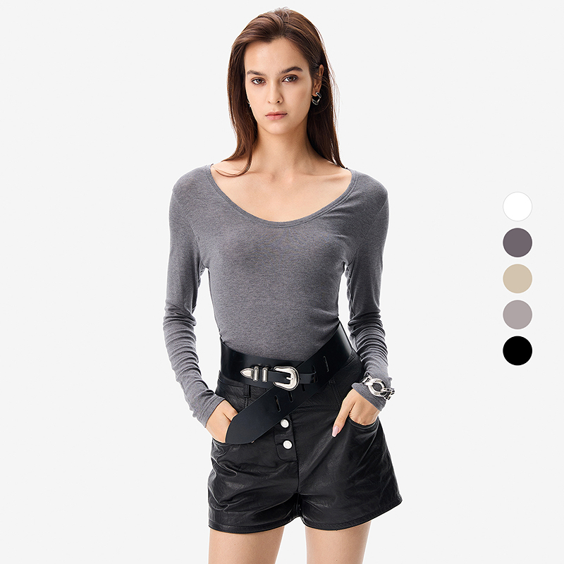 IRO Night 纯色针织打底衫大U领莱赛尔混纺绵羊毛多色25秋冬新款