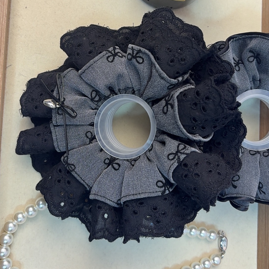 手作款甜美风韩系蝴蝶结波点大肠发圈女清新少女发绳发饰百搭头绳