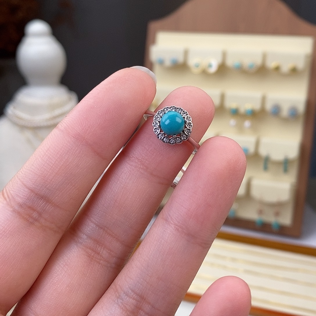 绿松石戒指银S925镶嵌