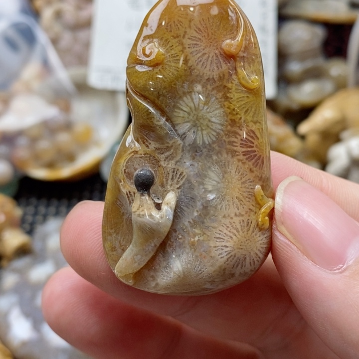 硅化珊瑚（珊瑚玉）颈饰未镶嵌