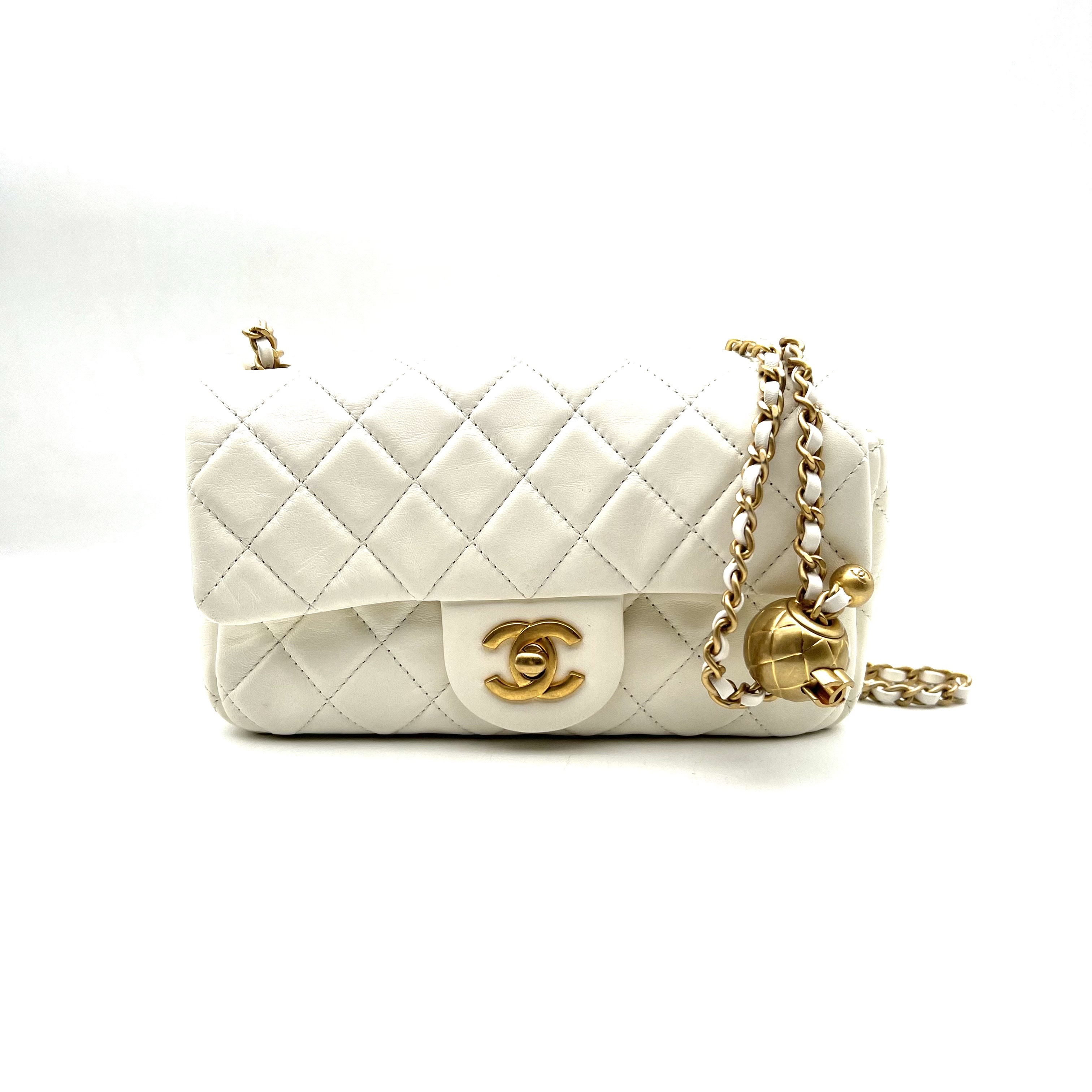 99新 Chanel/香奈儿 白金金球CF mini 芯片款 链条可调节斜挎包