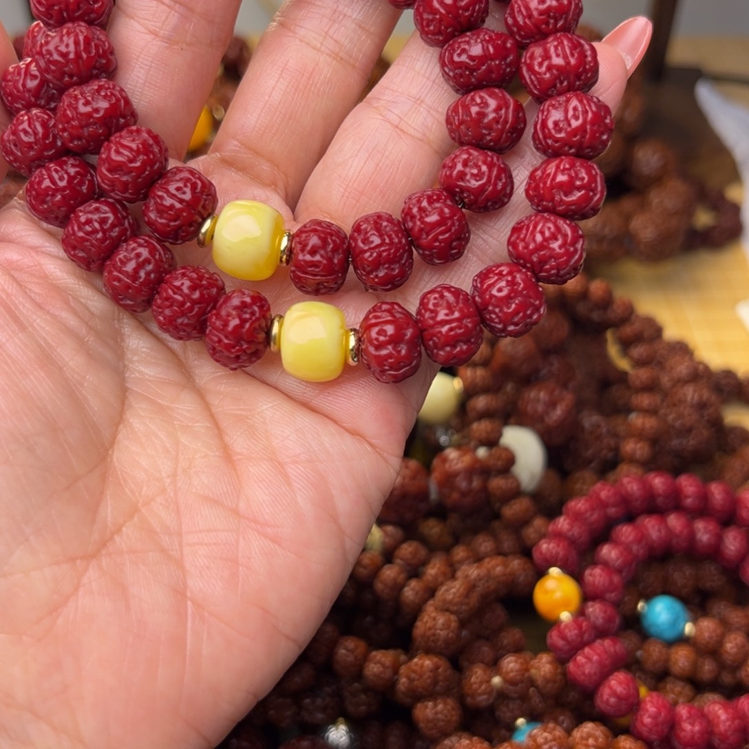 渣***男机刷玉化包浆双圈手串