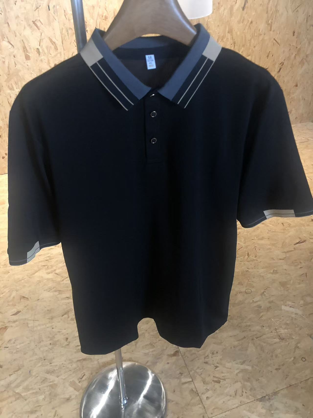 夏季纯色短袖扎染商务休闲Polo衫男装商务简约黑色