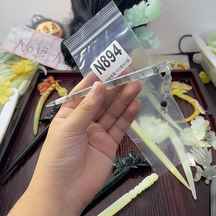 合金蛇纹石玉发饰环**海