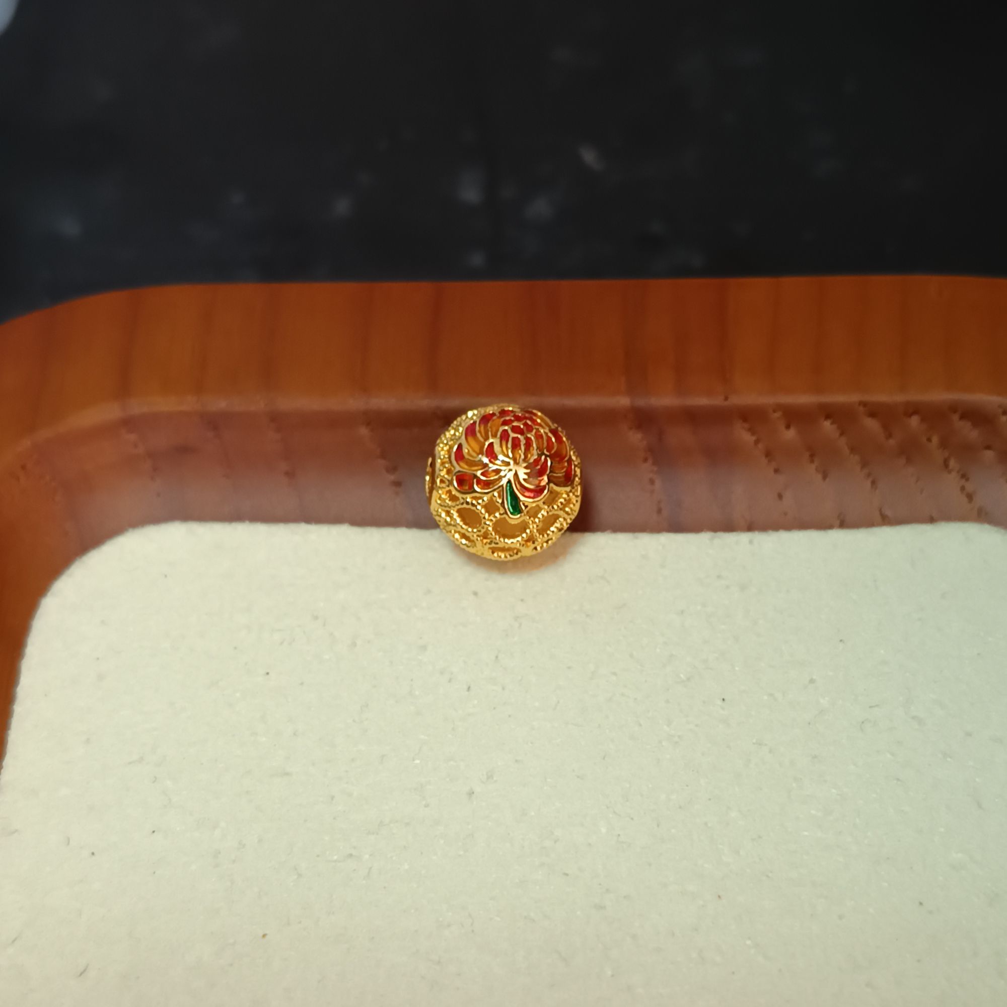 足金999 十二花神珐琅彩菊花