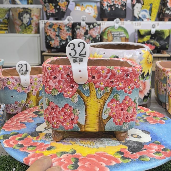 红泥花盆景德镇陶瓷