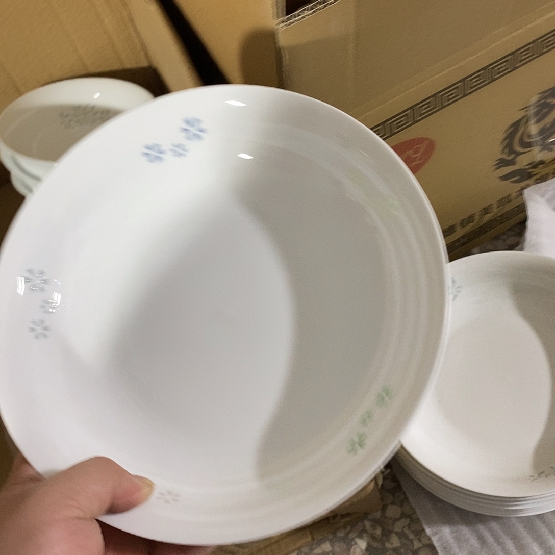 瓷摆件8寸高温玲珑瓷盘2支