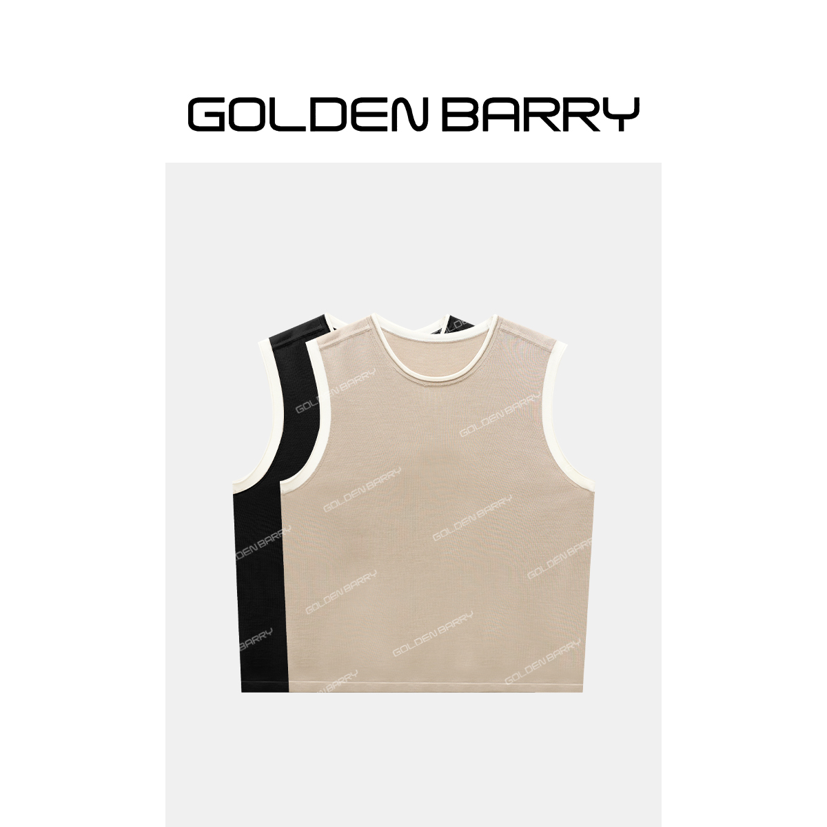 GOLDENBARRY|232139“邂逅纯粹”拼色卷边针织背心