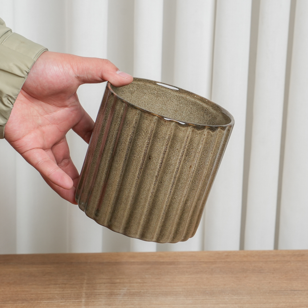 【正品】陶瓷收纳罐家用窑变棕色树条纹高颜值家用筷子筒G3D