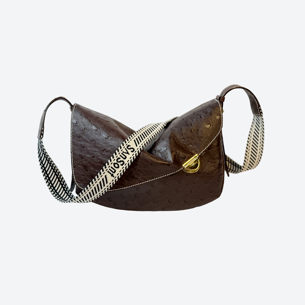 SanSont鸵鸟皮扇子包女时尚百搭斜挎包