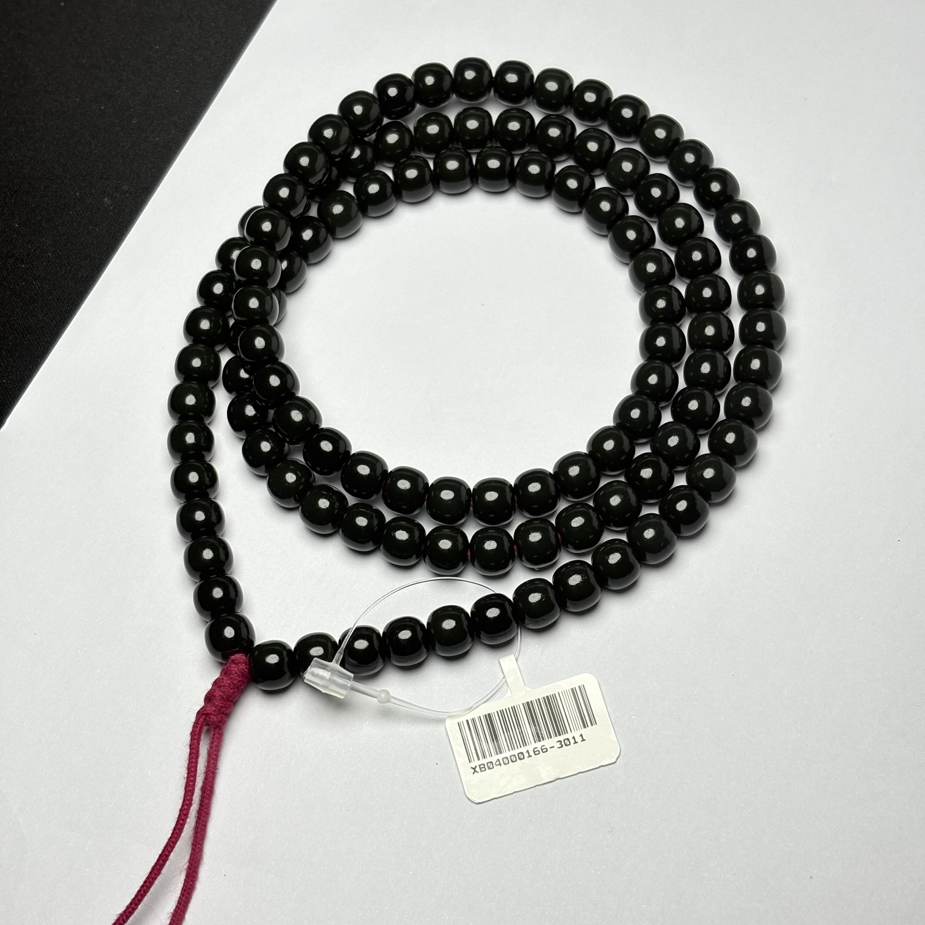 【吉玉0166-3011】和田玉黑青老型108  7x8mm