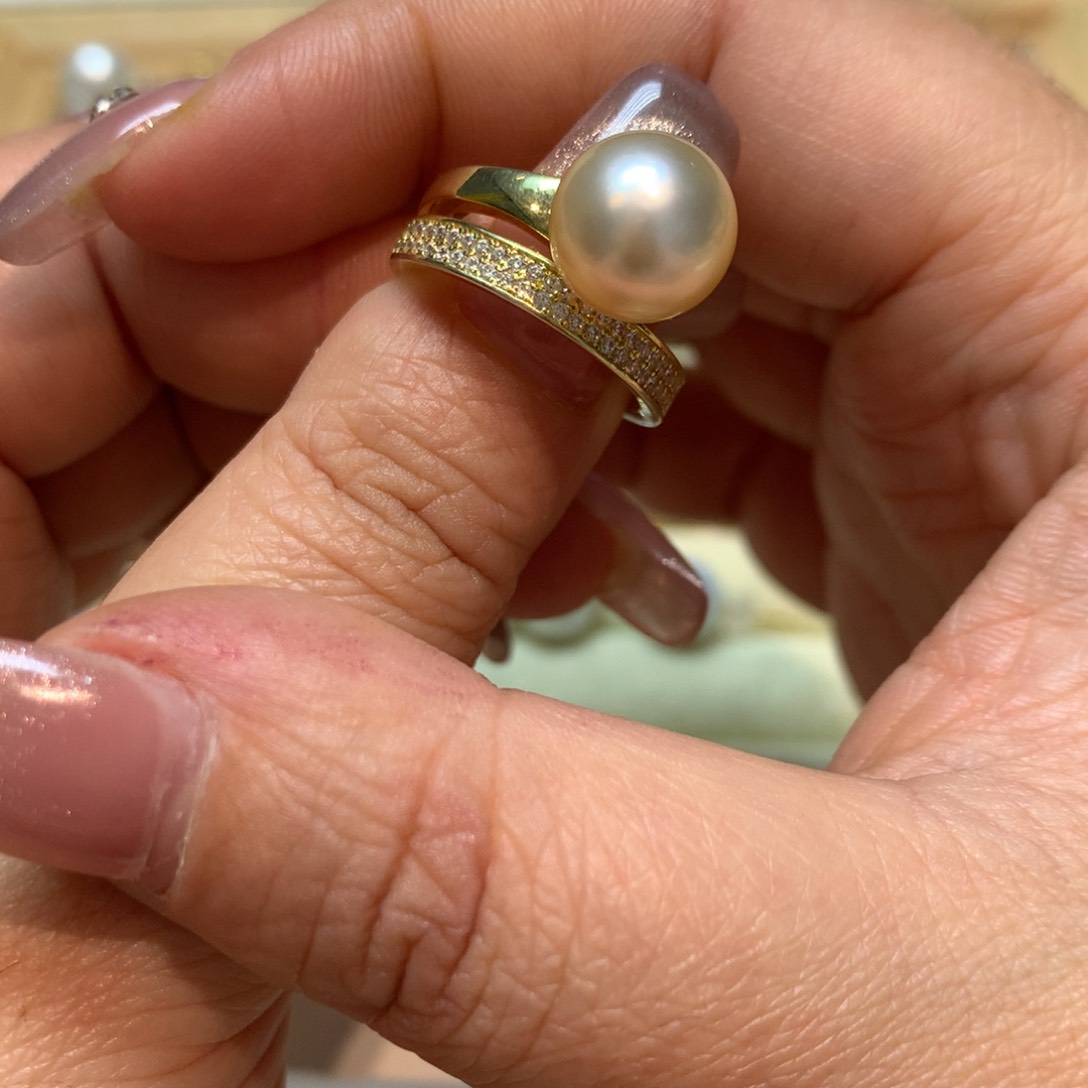 海水珍珠戒指银S925镶嵌