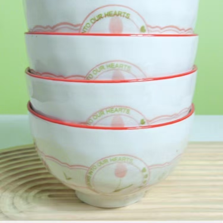 田园小花5.3英寸碗8只装高温釉下彩陶瓷面碗