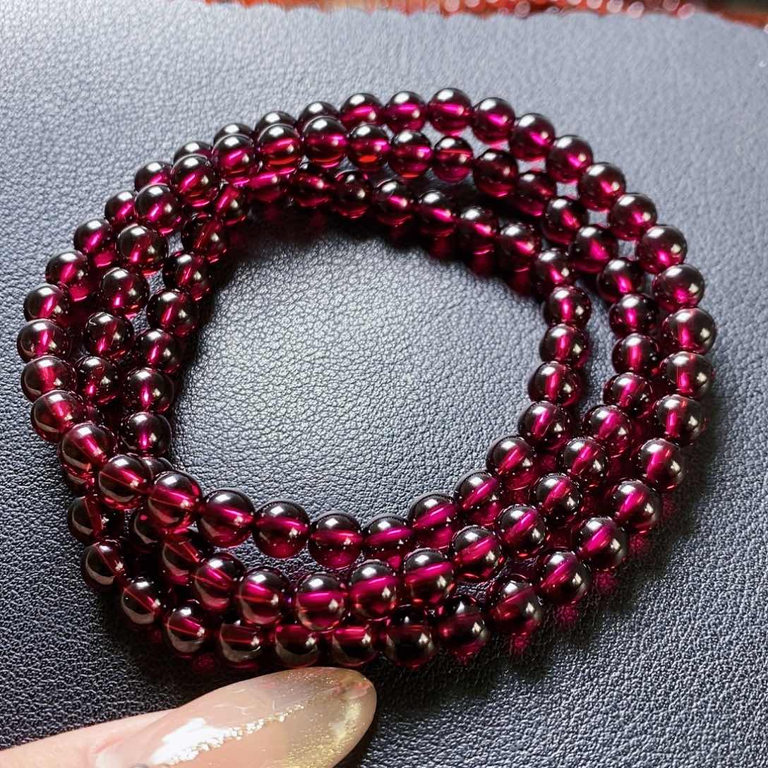 石榴石手链未镶嵌ʕ****ˆ6.3紫牙乌3圈毕业级