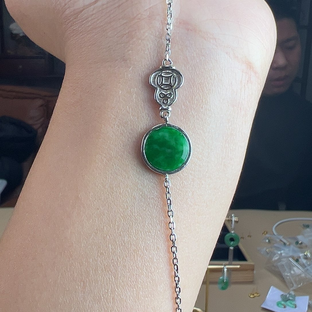 翡翠银S925镶嵌手链手链