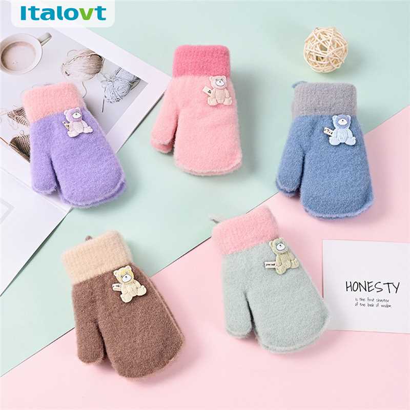 儿童手套保暖冬季宝宝防寒加绒加厚套男女童可爱柔软毛绒全包指套