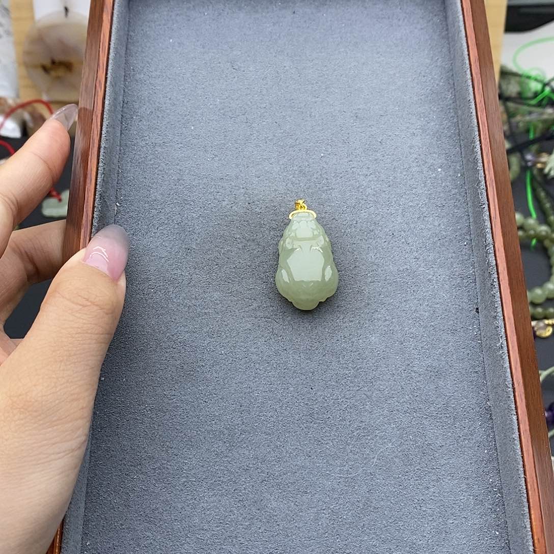 和田玉吊坠(不含链)银S925镶嵌