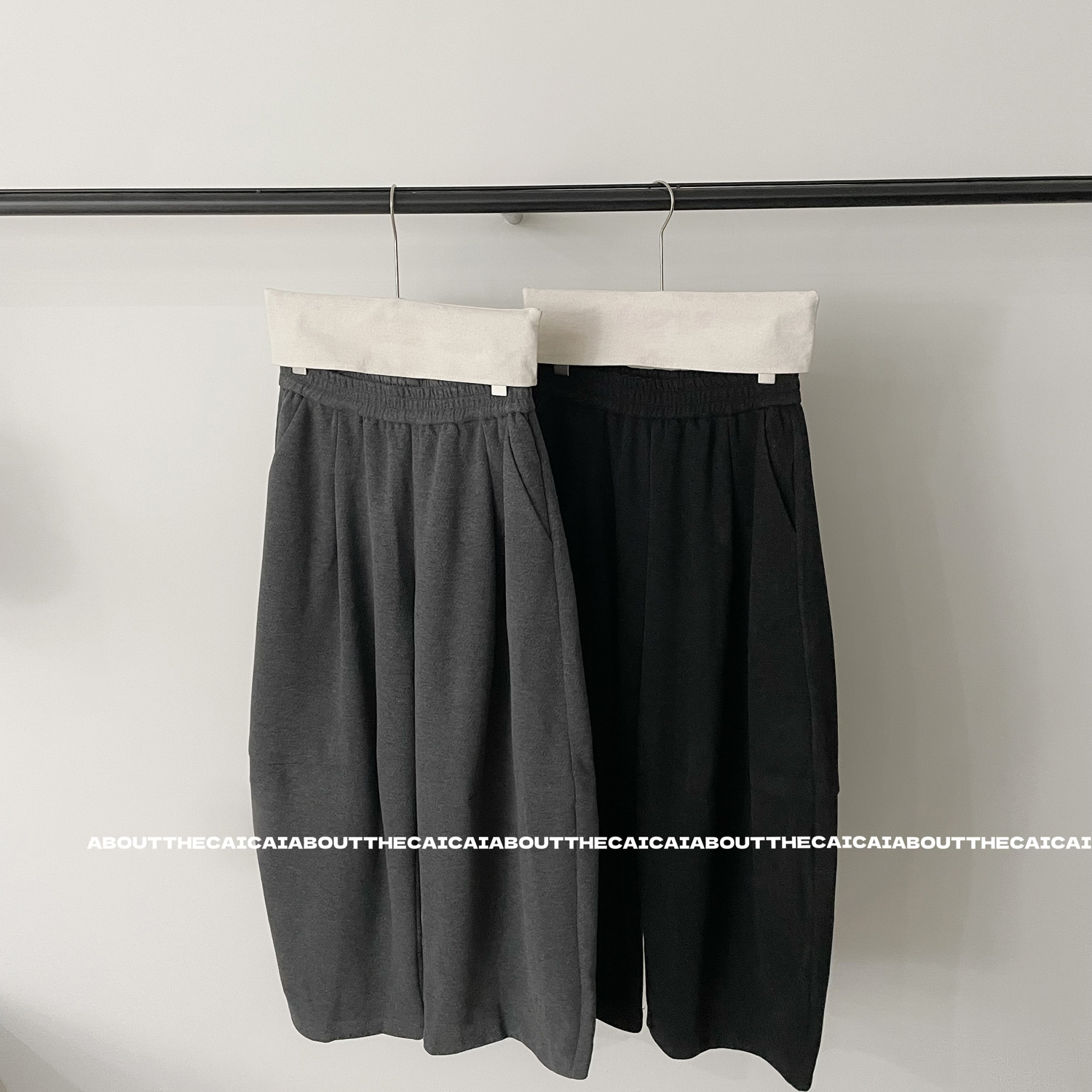 CAICAI秋冬新款重工加厚弯刀休闲九分裤女韩系简约垂坠高级感裤子