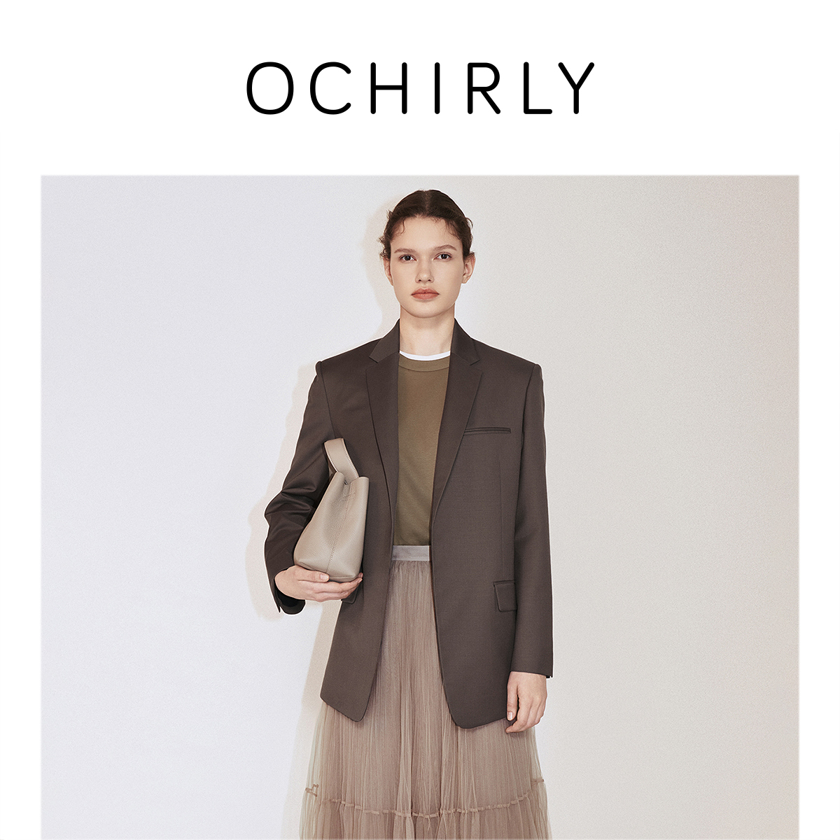 【达人】OCHIRLY欧时力 澳进口羊毛精纺呢西装外套女高级感秋季新