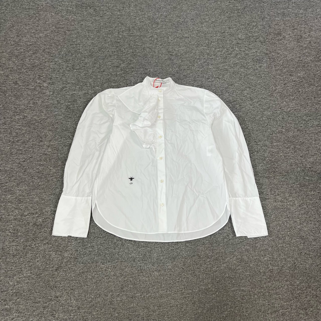 99新 DIOR/迪奥 白色 花边 小蜜蜂刺绣 长袖 衬衫 36码
