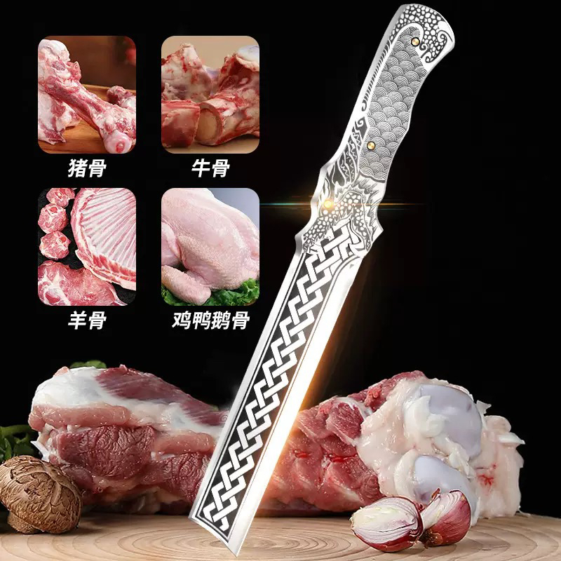 云珀烈龙龙泉手工一体锻打斩切两用刀户外多功能菜刀