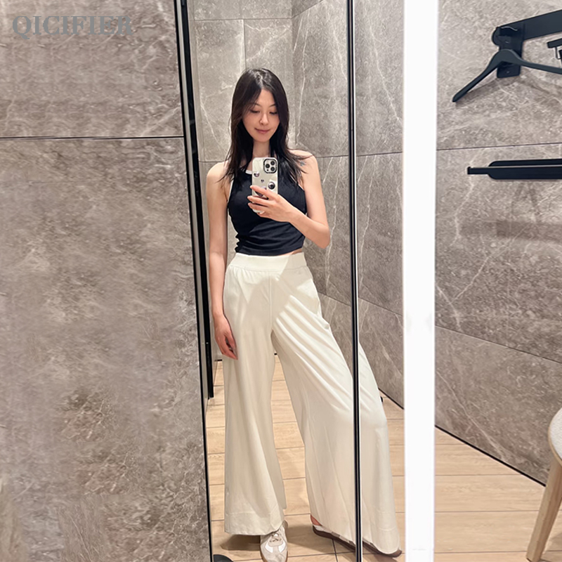 懒人快乐裤 骨白色显瘦休闲运动阔腿裤 12560