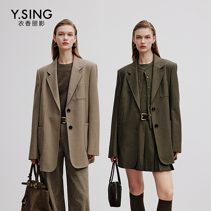 【Y.SING致简】高智老钱风西装外套2025秋装新款咖色西服