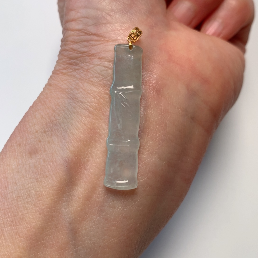 翡翠颈饰18K金镶嵌竹