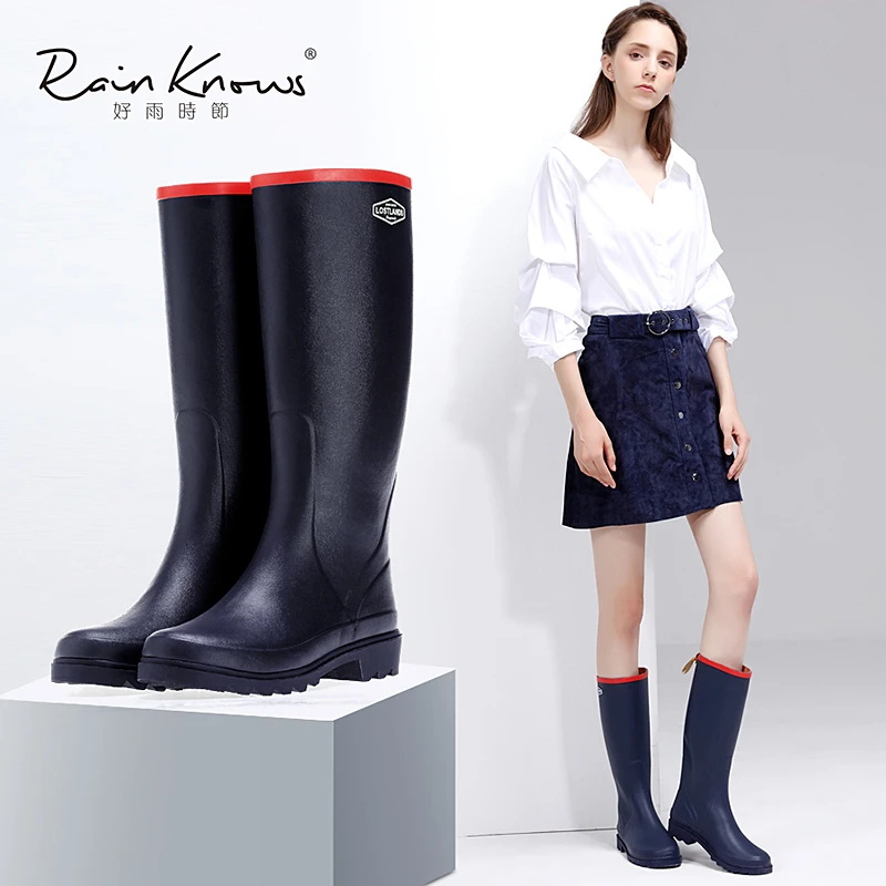 好雨时节 优雅高筒女式防水橡胶雨鞋环保时尚高街机车四季雨靴