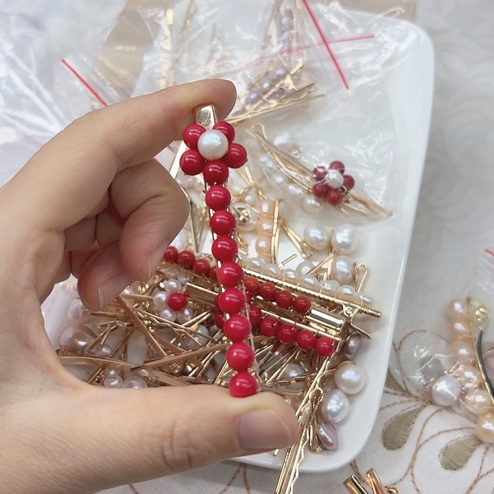 淡水珍珠发饰银S925镶嵌